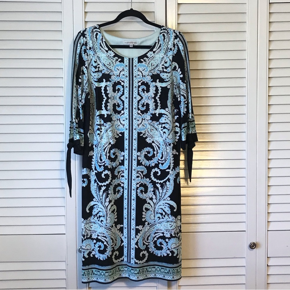 Sandra Darren Black and Light Blue Dress